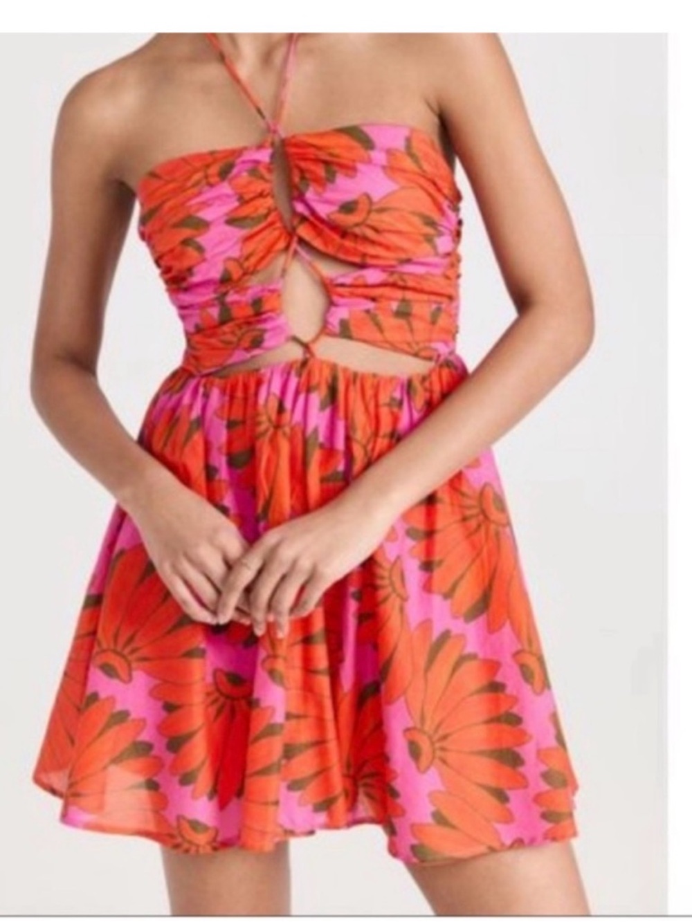 NWT FARM Rio Pink and Orange Floral Copacabana Mini Dress M